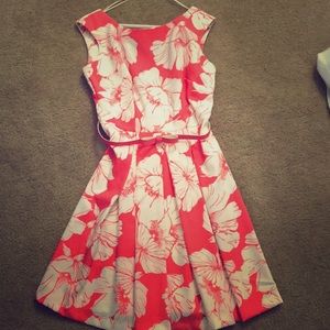Coral floral cocktail dress
